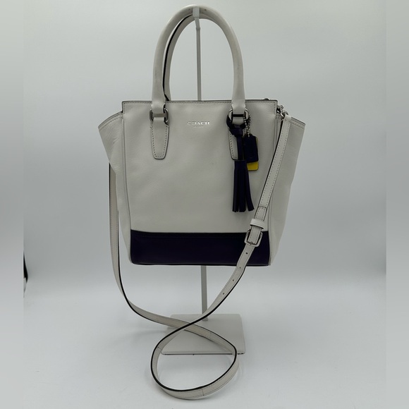 Coach Handbags - Coach Mini Tanner 48878 Chalk & Purple Colorblock Leather Crossbody